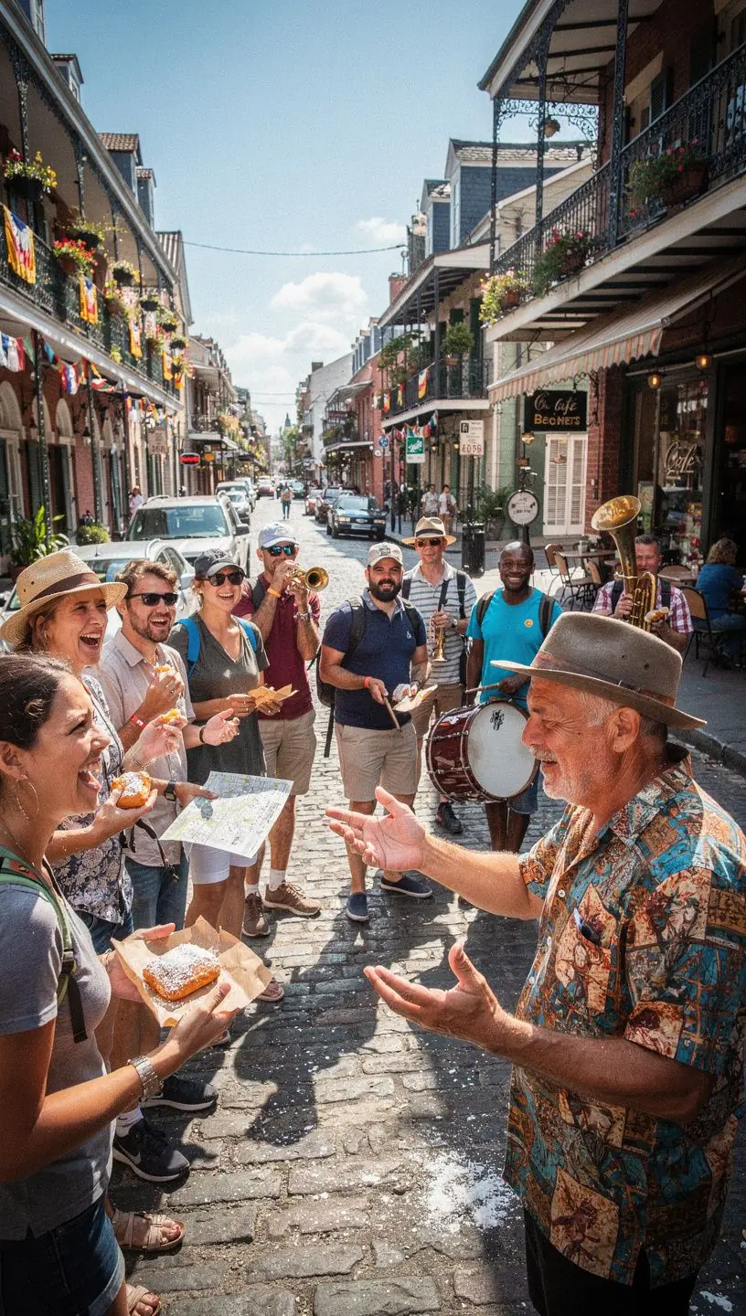 Zbliżenie na piękne wodospady w parku narodowym z turystami na ścieżce.