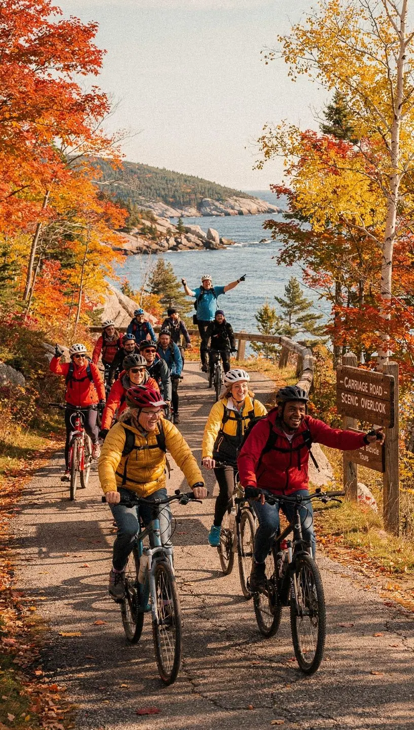Grupa turystów podziwiających malowniczy widok na góry w parku narodowym.